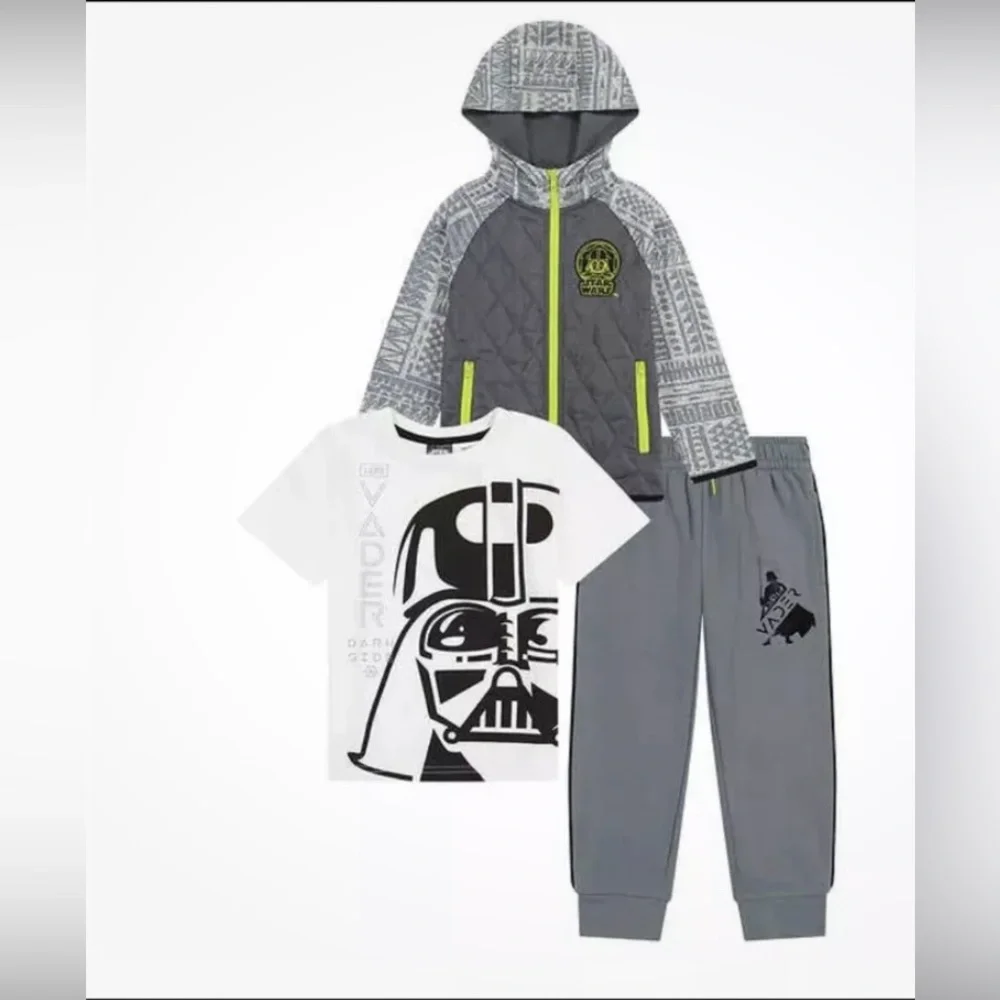 Star Wars Kids Boys 3-pc Sweater Fleece Set Hoodie+shirt+pants Size 4T - Picture 4 of 13